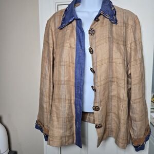 Taylor G Jacket Dallas Texas Vintage Linen And Silk Blend Size XL Made‎ In USA